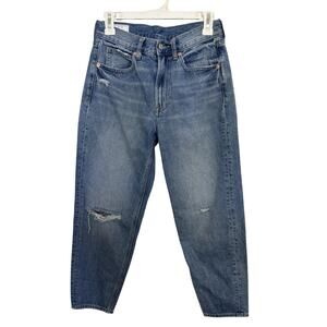 Gap Barrel Jean High Rise Medium Light Wash Size 25 0R Cotton Whiskering